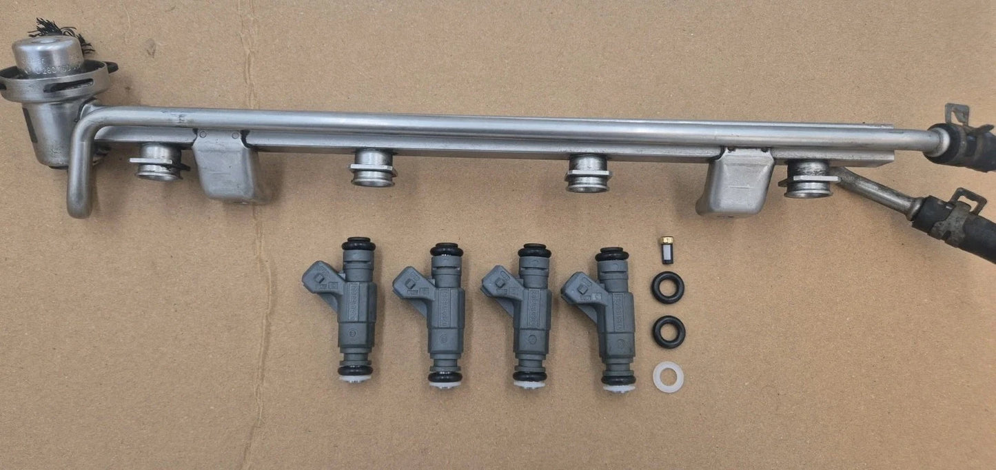 4x 1.8t VW AUDI Petrol Fuel Injector 0280156063 Bosch BAM 225 REFURBISHED + RAIL